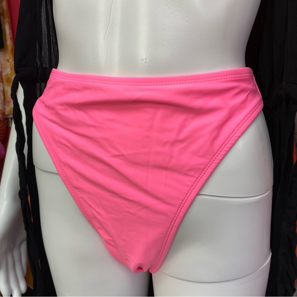 NWT High Leg Cheeky High Waist Bikini Bottom - Xhilaration™ Neon Pink
